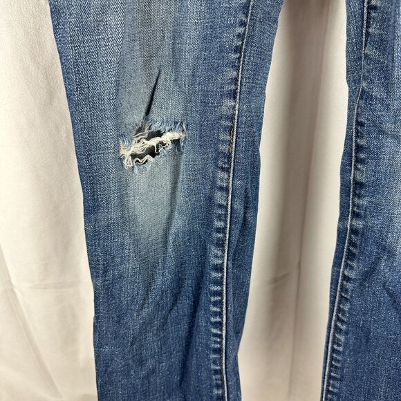 Levi's 505 Straight Leg Womens Blue Jeans Size 10 Distressed Denim - Picture 3 of 9